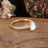 1.25 Carat 14K White Gold Pear Cut Classic Anniversary Ring for Girlfriend Moonstone